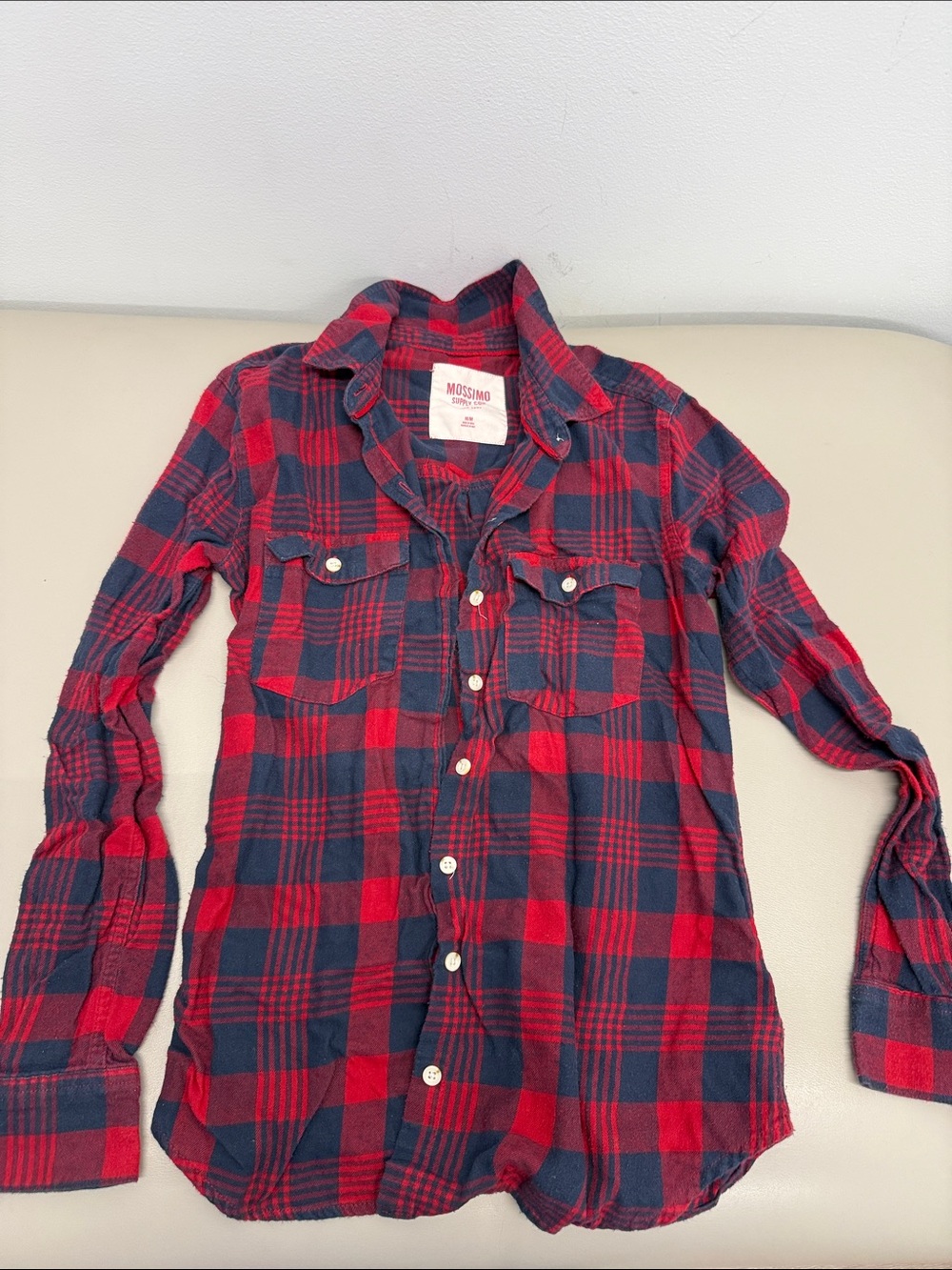 Mossimo Supply Co. Red & Navy Plaid Button-Down Shirt for Kids